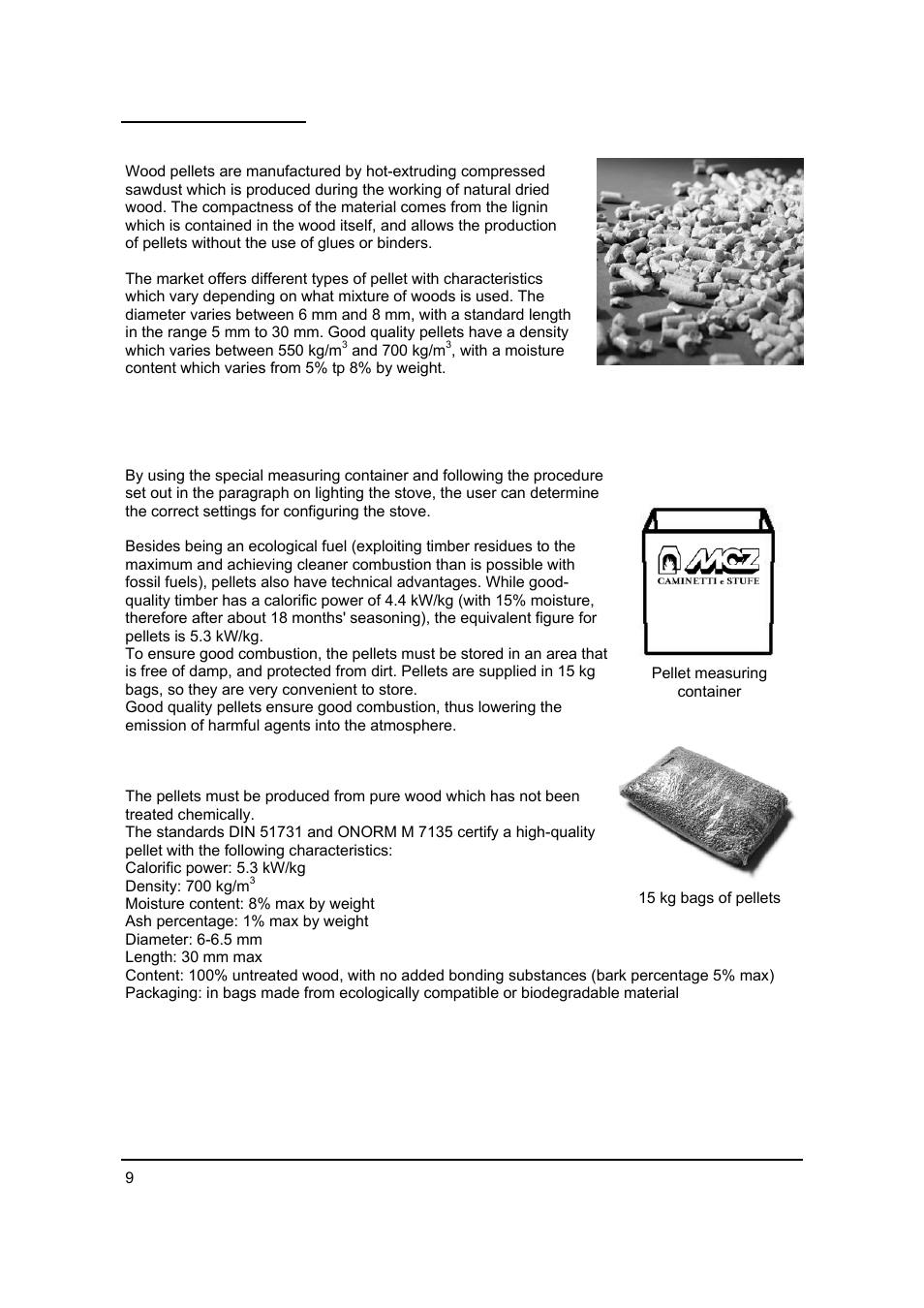6 the pellets | MCZ Antares '03 User Manual | Page 10 / 61