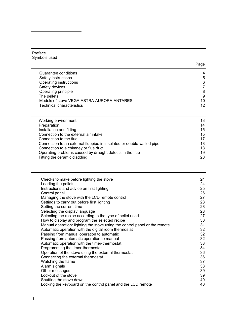 MCZ Antares '03 User Manual | Page 2 / 61