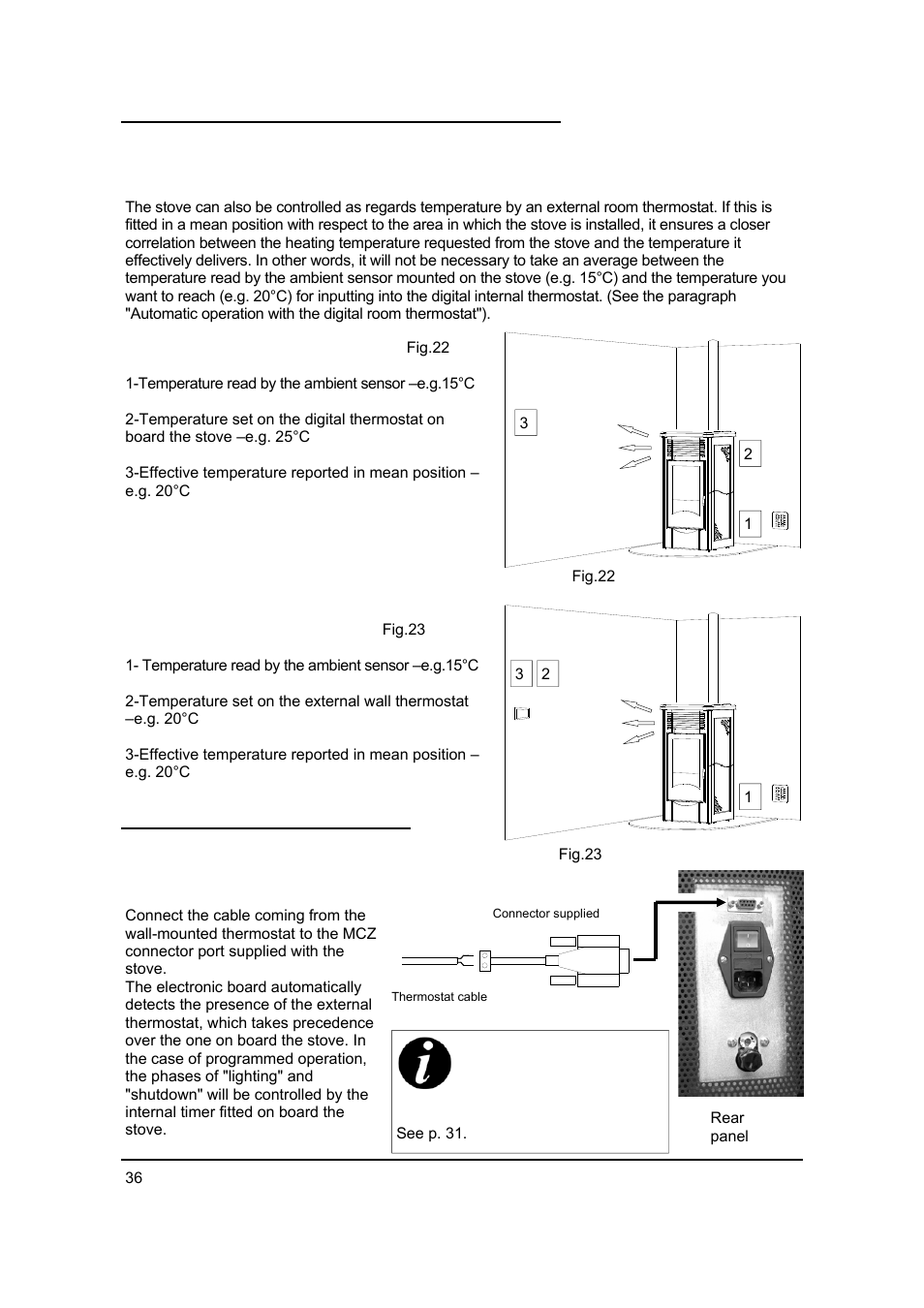 18 connecting the external thermostat | MCZ Antares '03 User Manual | Page 37 / 61