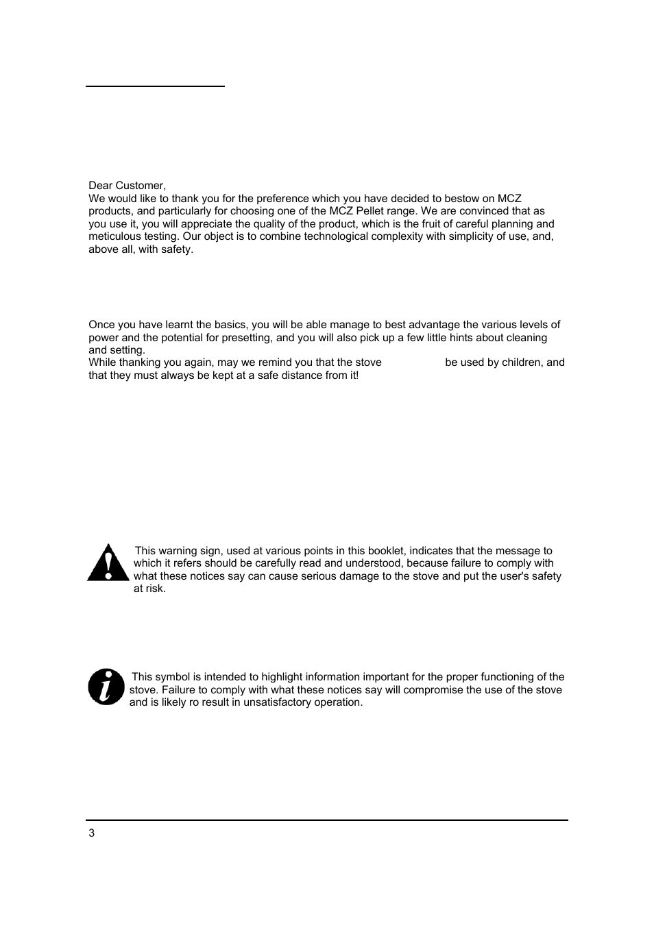 Introduction | MCZ Antares '03 User Manual | Page 4 / 61