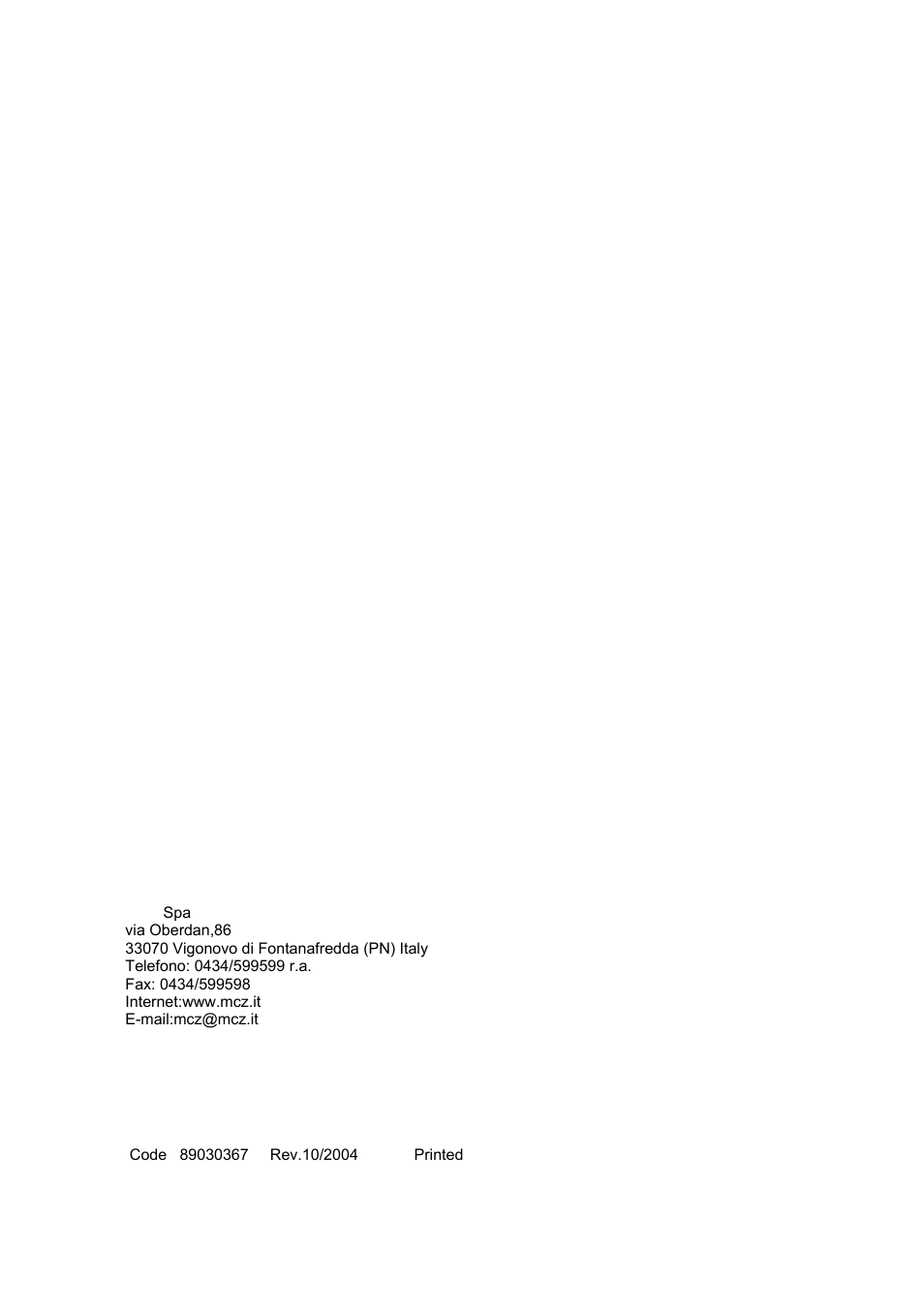 MCZ Antares '03 User Manual | Page 61 / 61