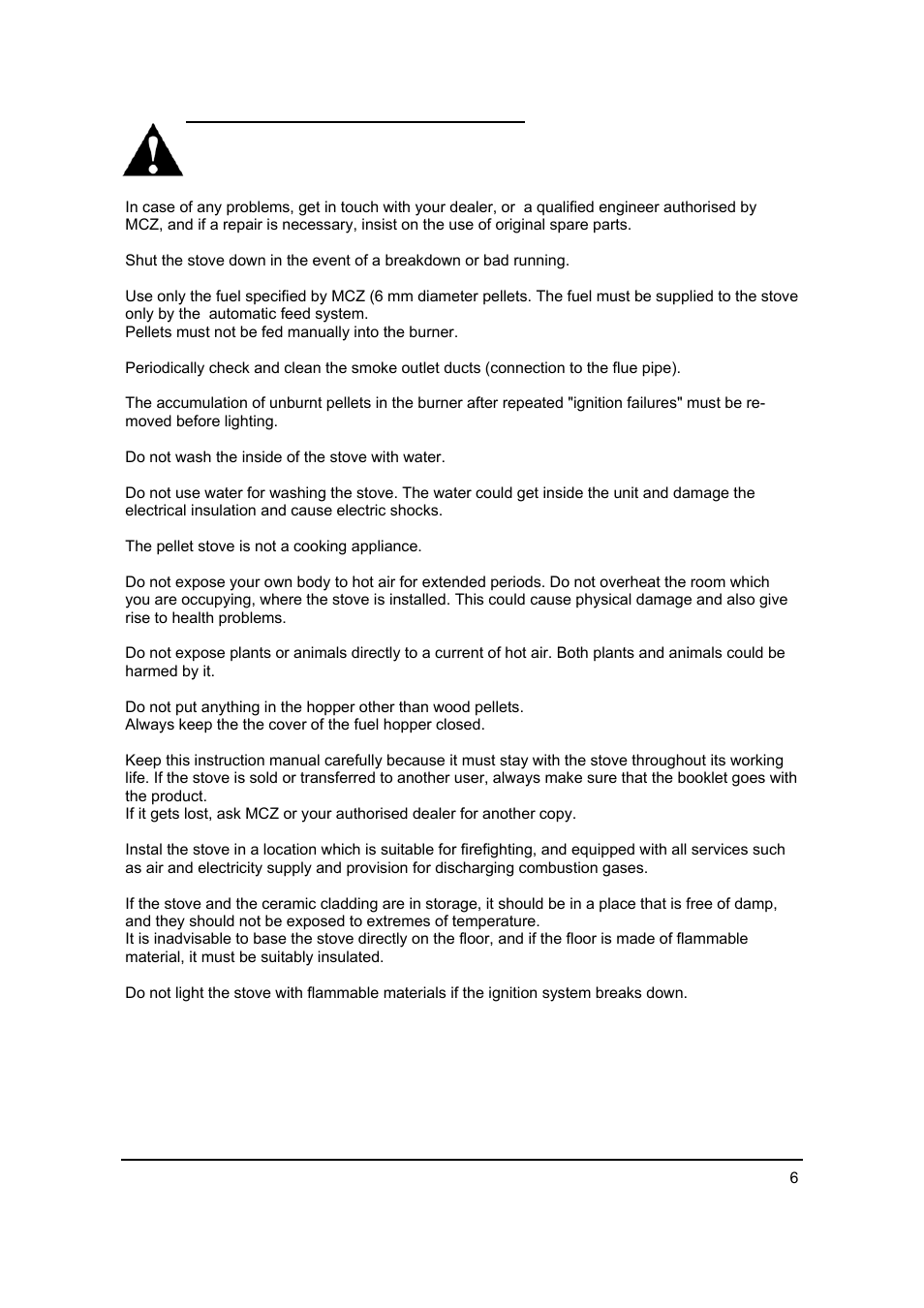 3 operating instructions | MCZ Antares '03 User Manual | Page 7 / 61