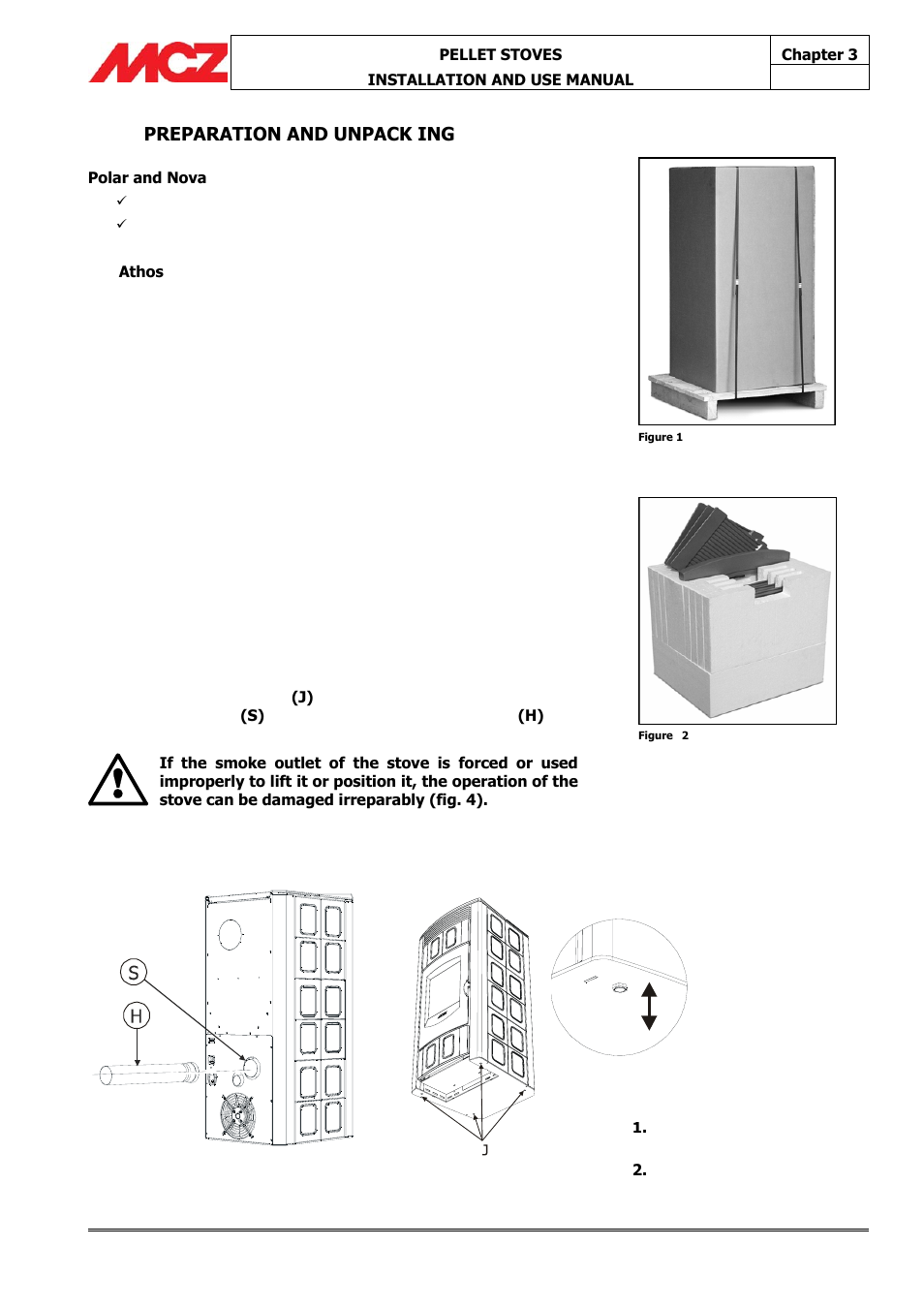 Preparation and unpack ing, Piedino j | MCZ Athos MULTIAIR User Manual | Page 19 / 53