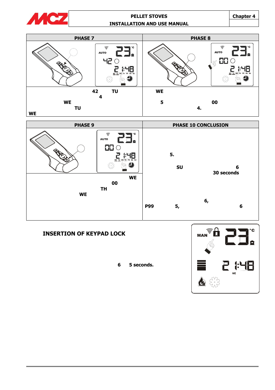 Insertion of keypad lock | MCZ Athos MULTIAIR User Manual | Page 42 / 53