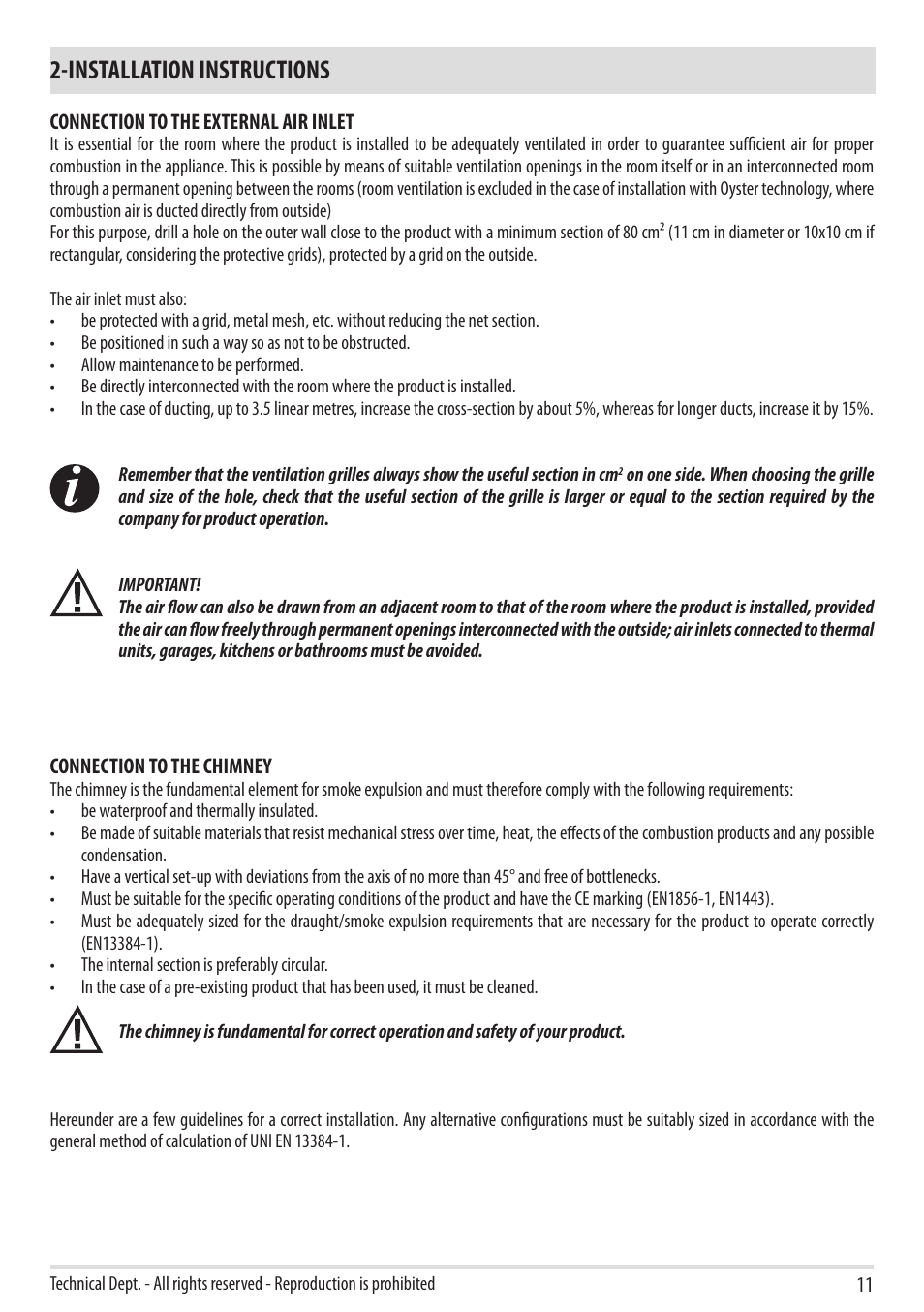 Installation instructions | MCZ Boxtherm 60 Pellet User Manual | Page 13 / 52