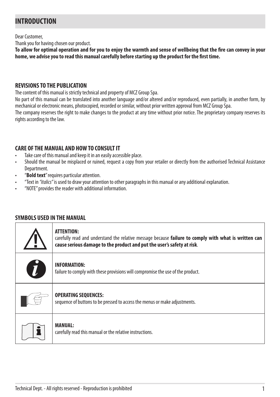 Introduction | MCZ Boxtherm 60 Pellet User Manual | Page 3 / 52
