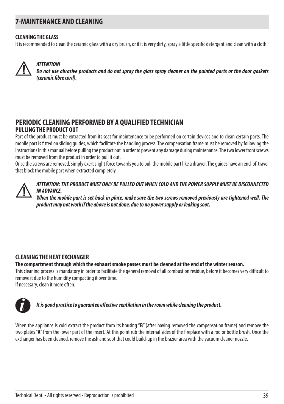 Maintenance and cleaning | MCZ Boxtherm 60 Pellet User Manual | Page 41 / 52