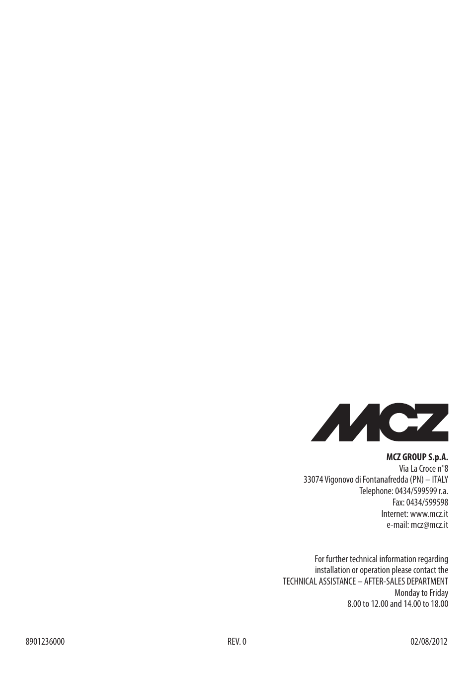 MCZ Boxtherm 60 Pellet User Manual | Page 52 / 52