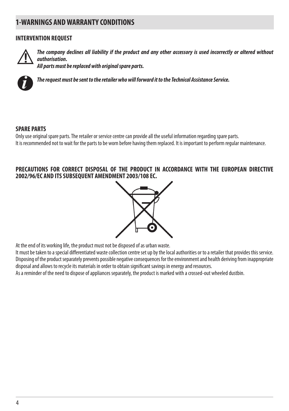Warnings and warranty conditions | MCZ Boxtherm 60 Pellet User Manual | Page 6 / 52
