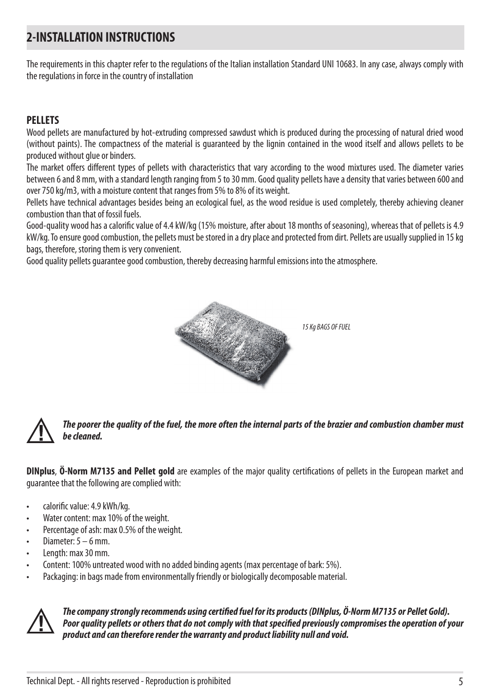 Installation instructions | MCZ Boxtherm 60 Pellet User Manual | Page 7 / 52