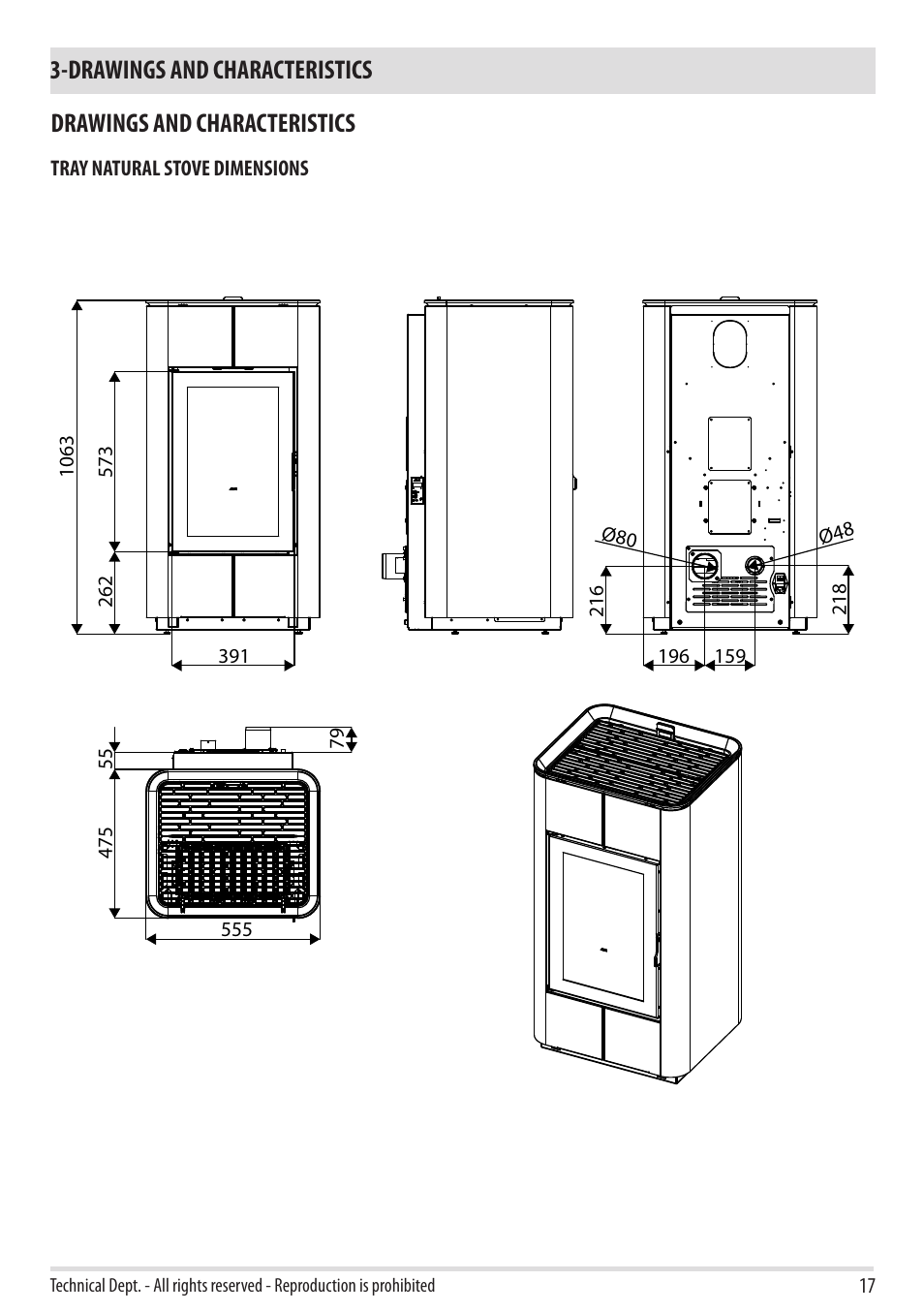Drawings and characteristics | MCZ Cap NATURAL User Manual | Page 19 / 76