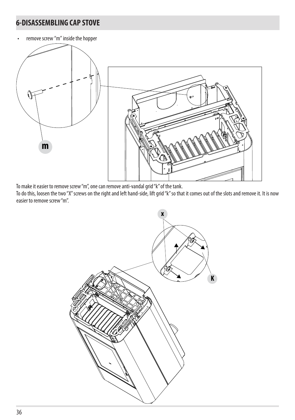 Disassembling cap stove | MCZ Cap NATURAL User Manual | Page 38 / 76