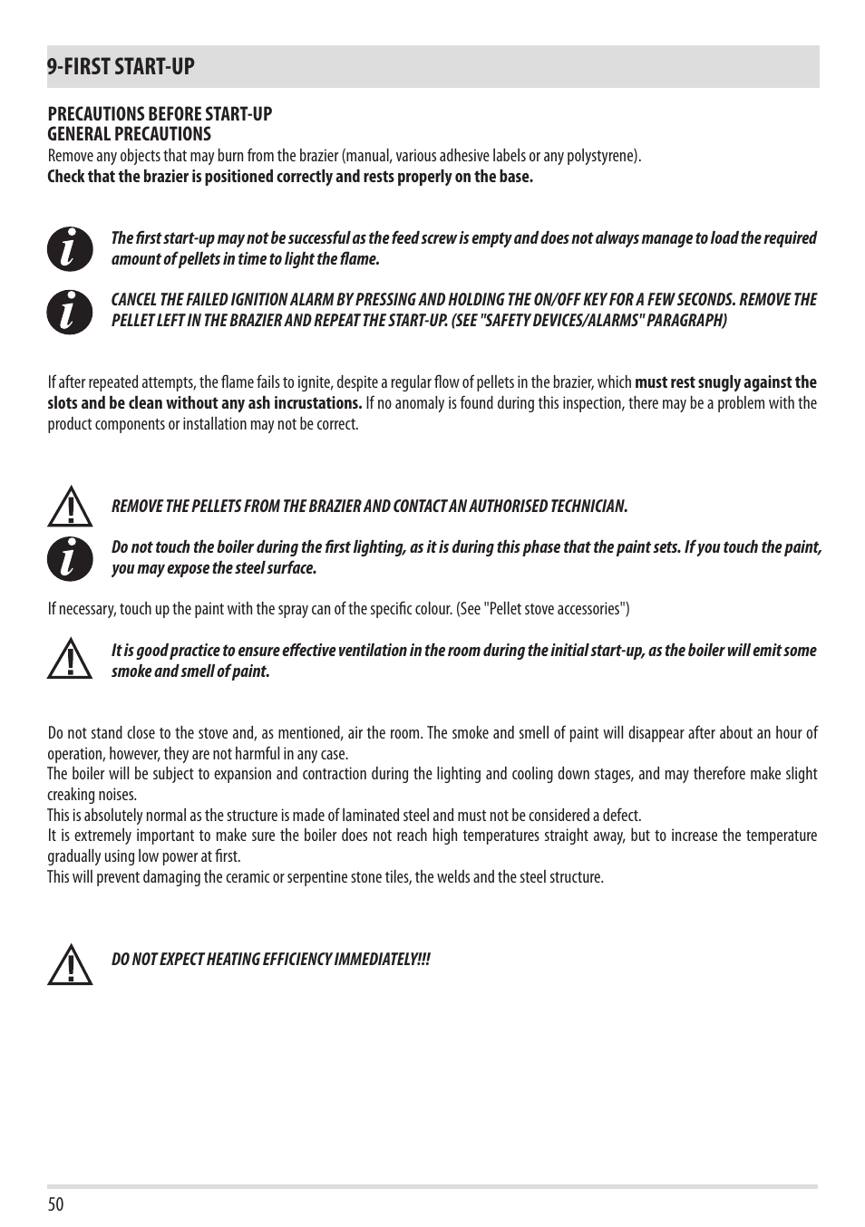 First start-up | MCZ Cap NATURAL User Manual | Page 52 / 76