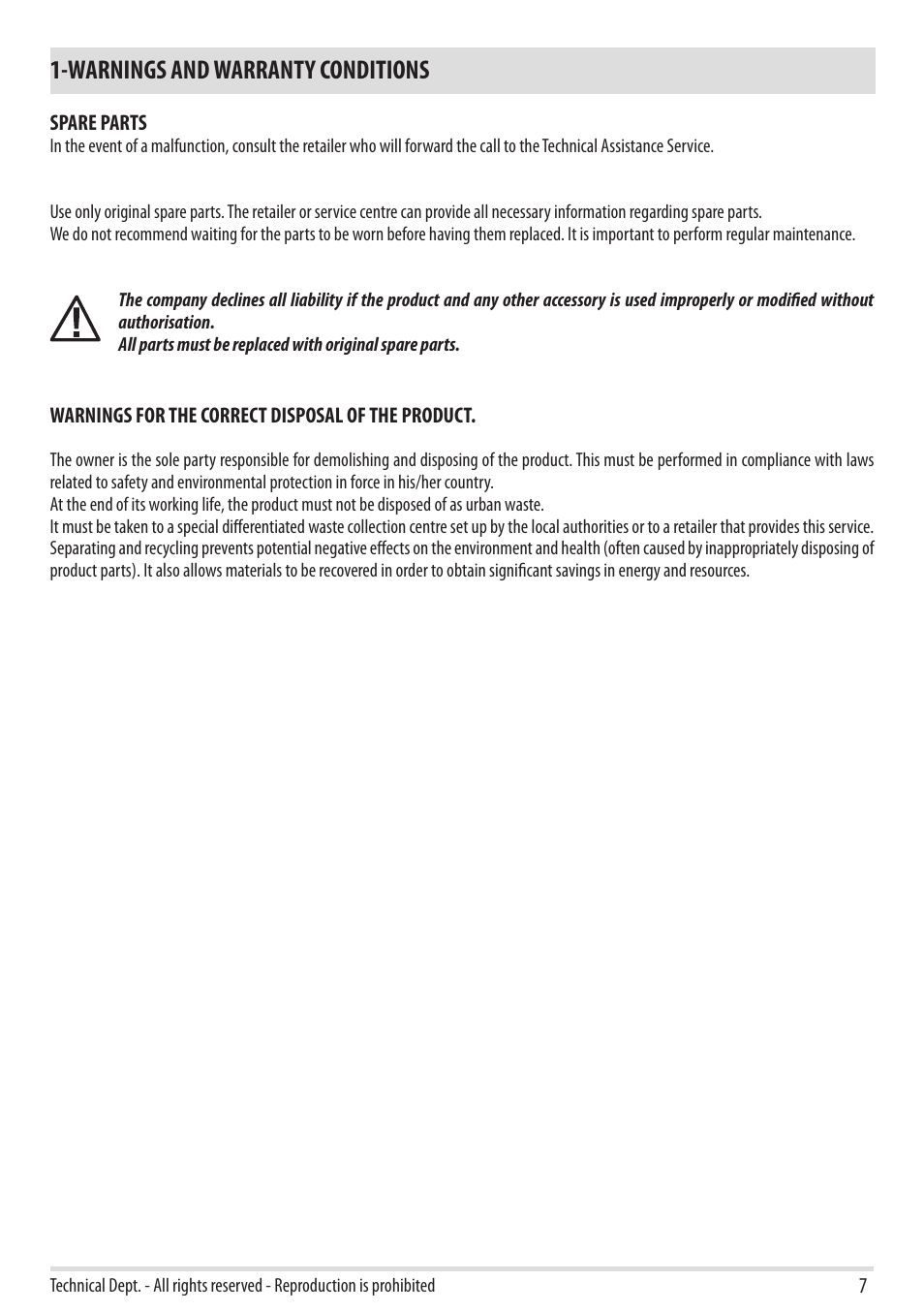 Warnings and warranty conditions | MCZ Cap NATURAL User Manual | Page 9 / 76