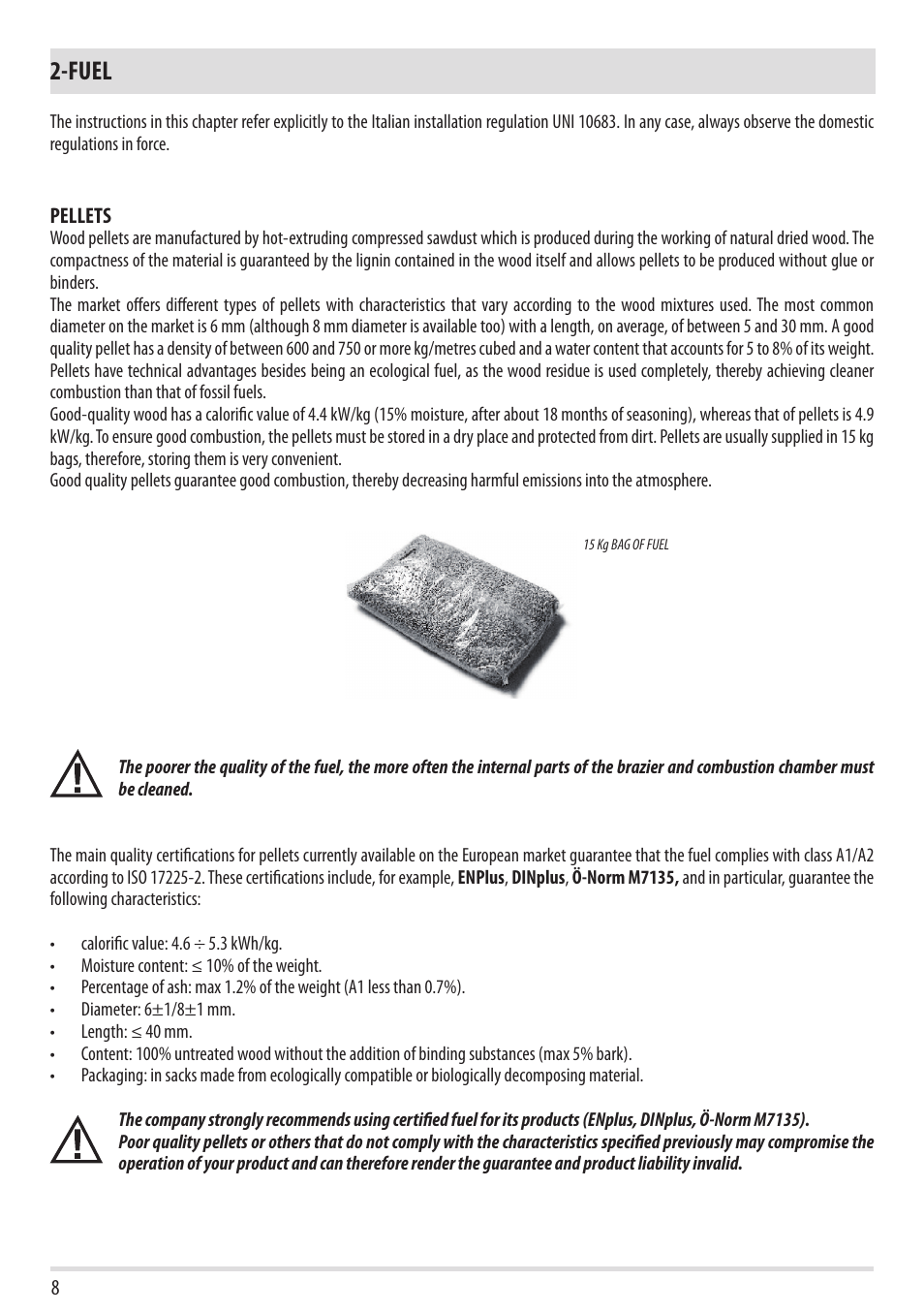 Fuel | MCZ Club 2.0 AIR User Manual | Page 10 / 76