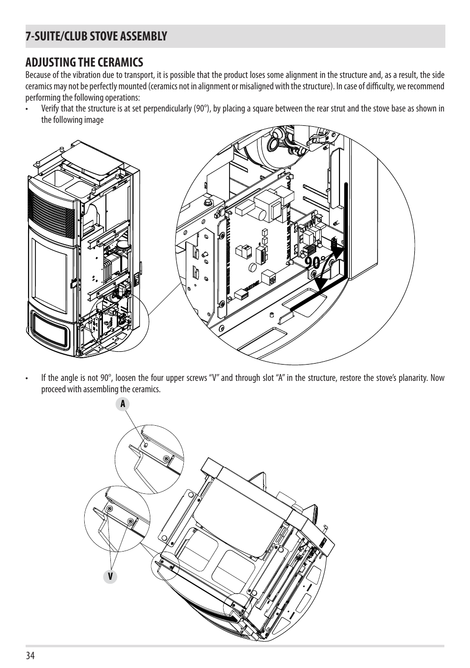 Suite/club stove assembly adjusting the ceramics | MCZ Club 2.0 AIR User Manual | Page 36 / 76