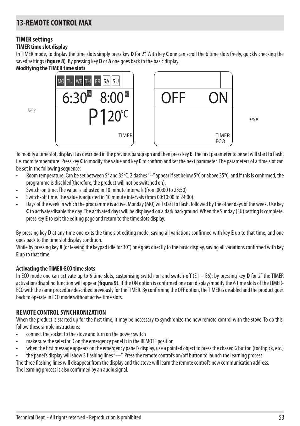 Off on, Remote control max | MCZ Club 2.0 AIR User Manual | Page 55 / 76