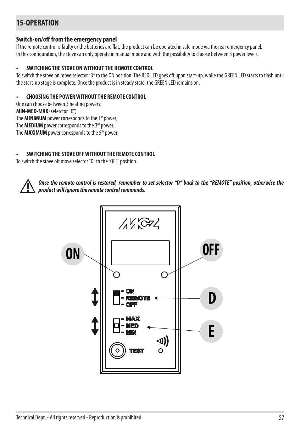 On off d e | MCZ Club 2.0 AIR User Manual | Page 59 / 76