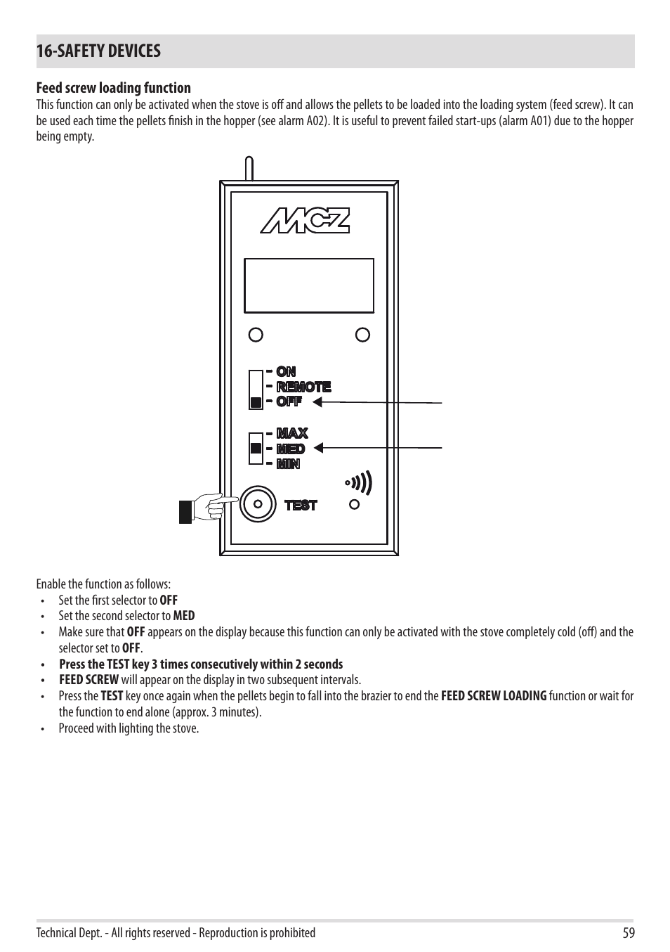 Safety devices | MCZ Club 2.0 AIR User Manual | Page 61 / 76