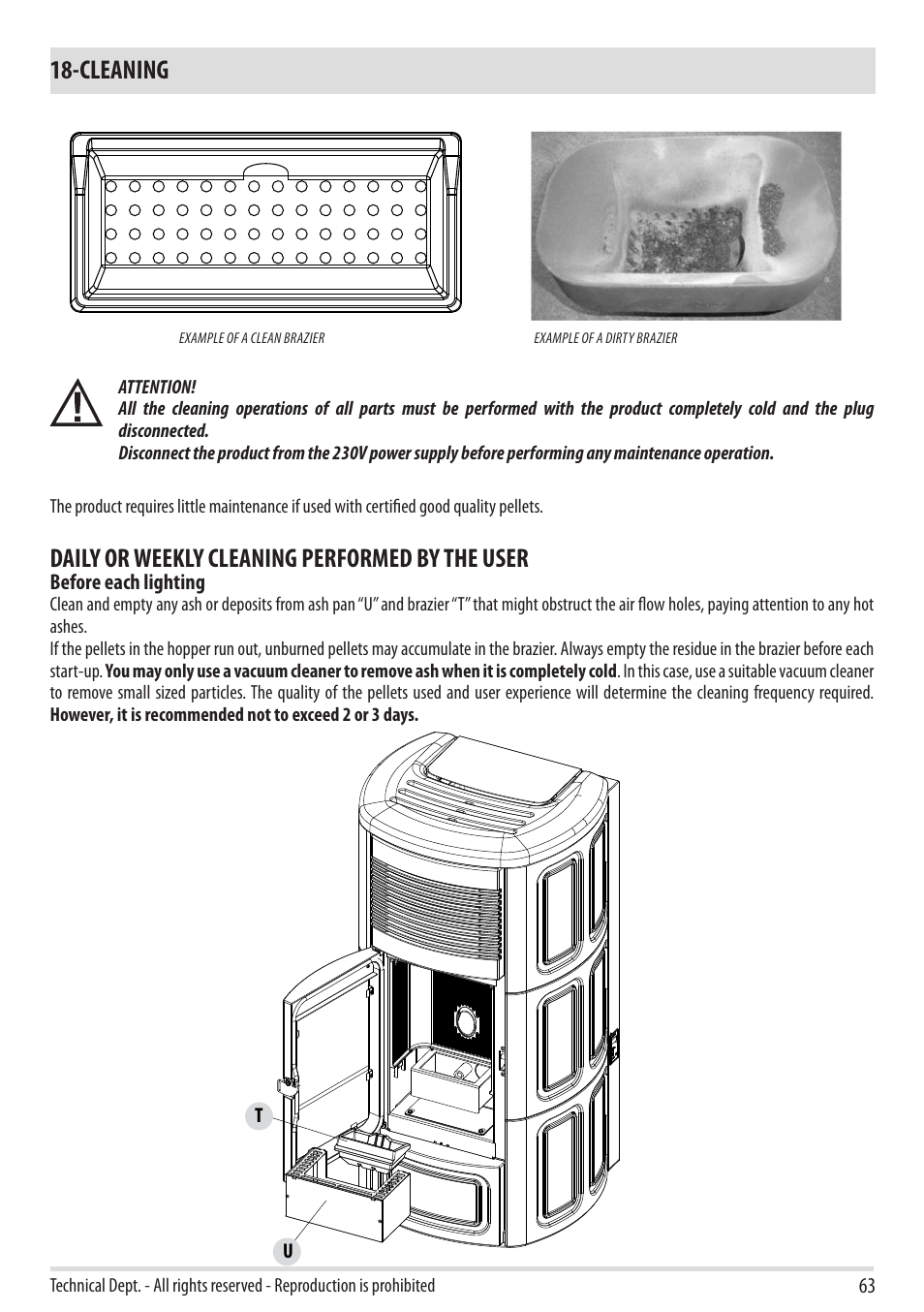 Cleaning, Daily or weekly cleaning performed by the user | MCZ Club 2.0 AIR User Manual | Page 65 / 76