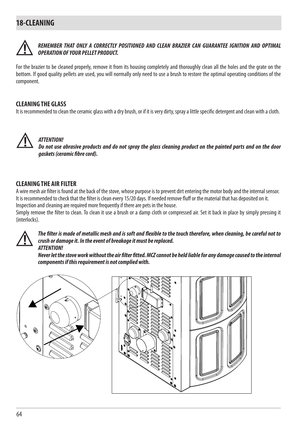 Cleaning | MCZ Club 2.0 AIR User Manual | Page 66 / 76