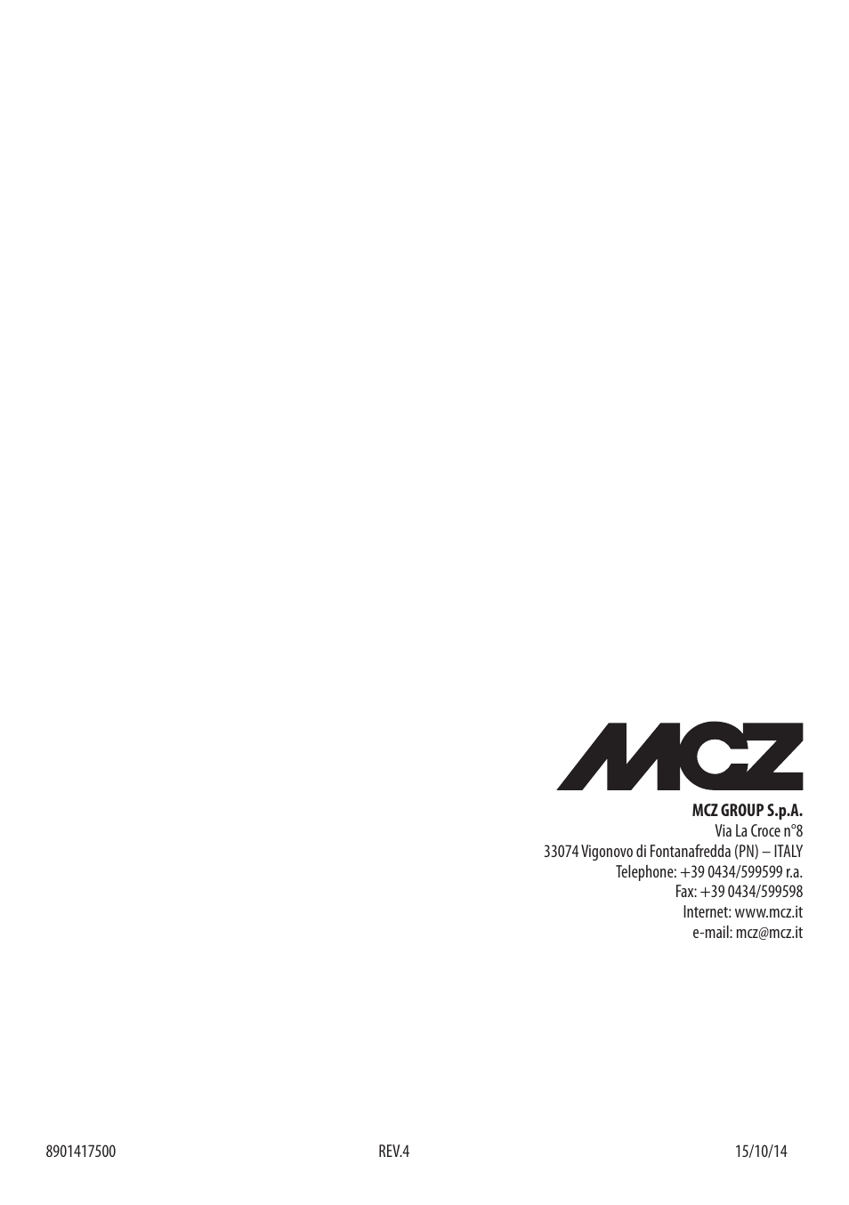 MCZ Club 2.0 AIR User Manual | Page 76 / 76