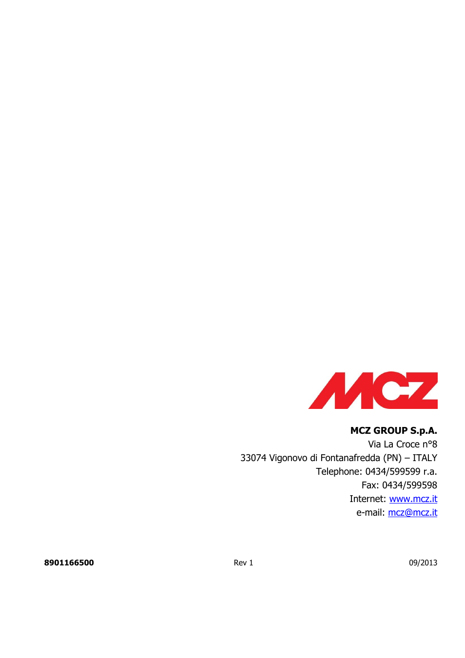 MCZ Club AIR User Manual | Page 68 / 68