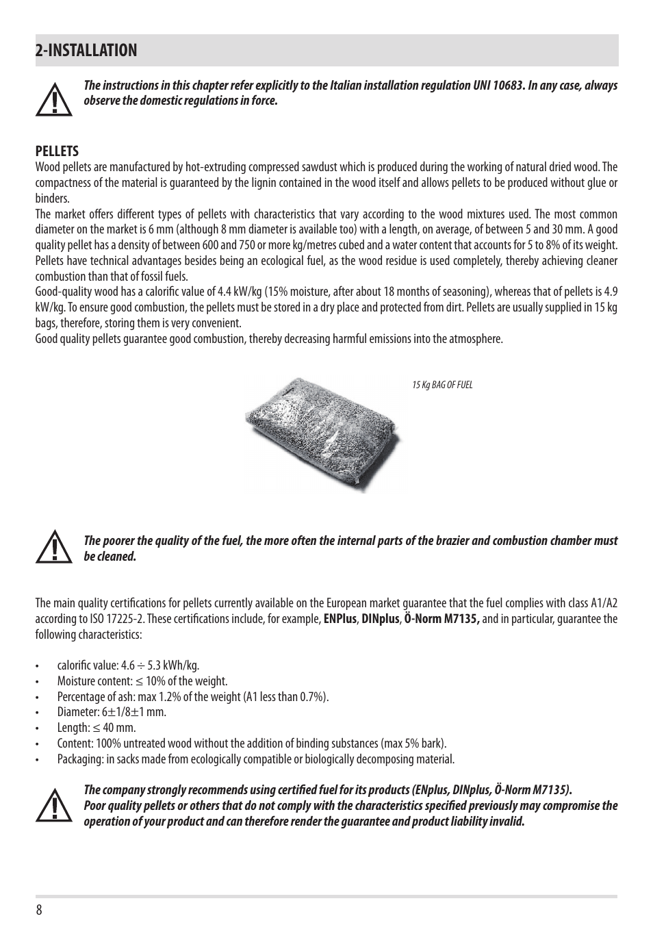 Installation | MCZ Ego 2.0 AIR User Manual | Page 10 / 75