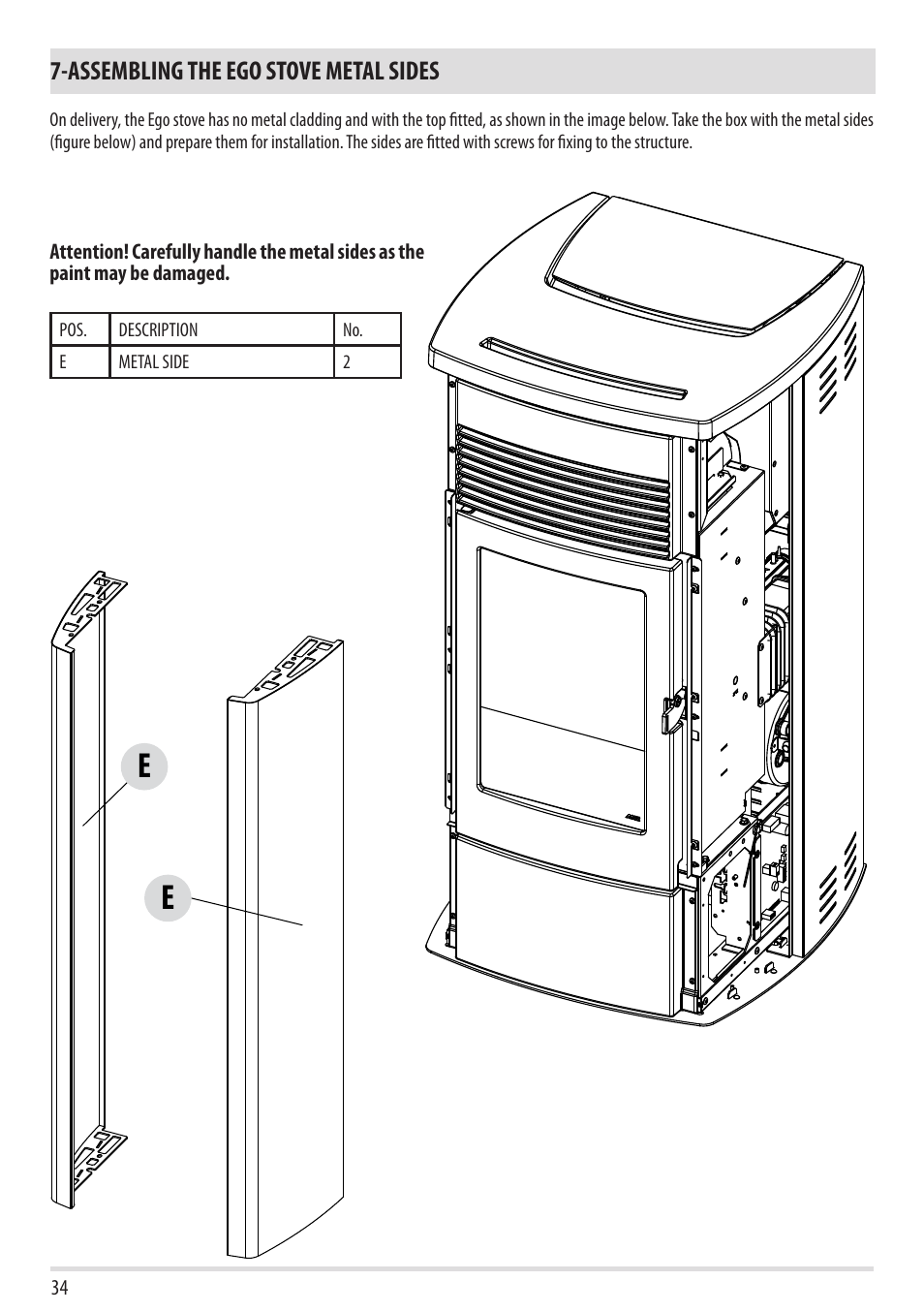 Assembling the ego stove metal sides | MCZ Ego 2.0 AIR User Manual | Page 36 / 75