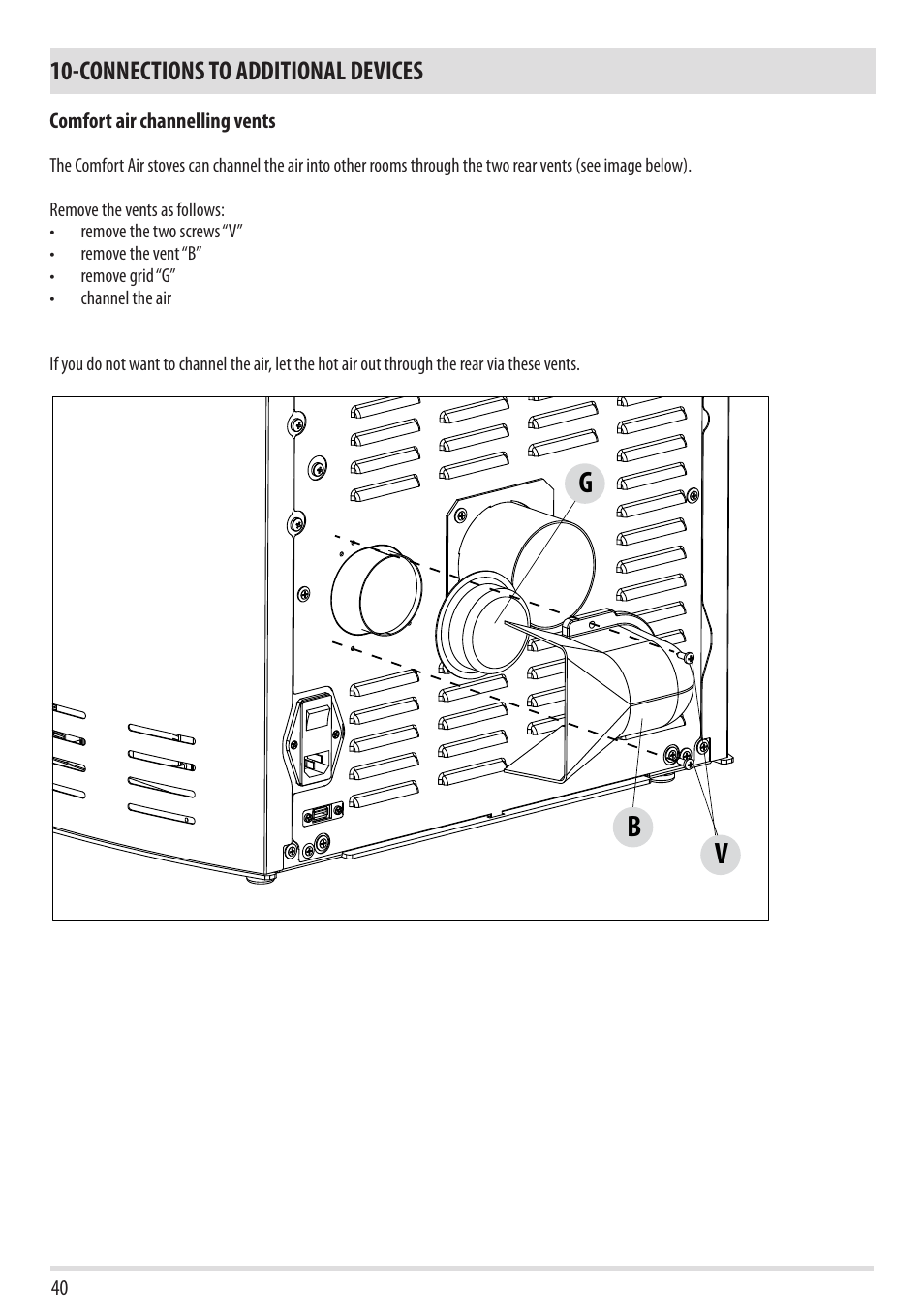 Gb v, Connections to additional devices | MCZ Ego 2.0 AIR User Manual | Page 42 / 75