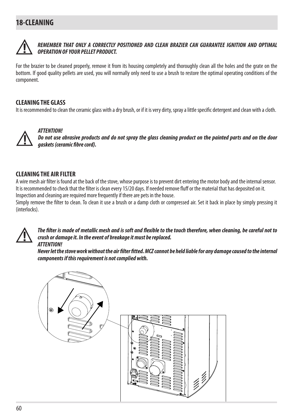 Cleaning | MCZ Ego 2.0 AIR User Manual | Page 62 / 75