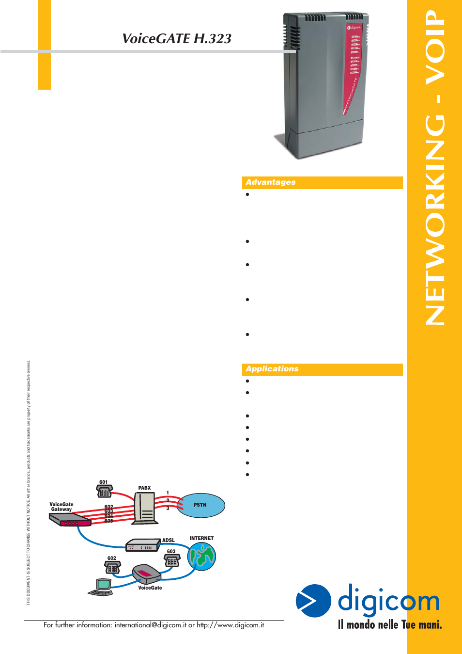 Digicom VOICEGATE H.323 User Manual | 4 pages