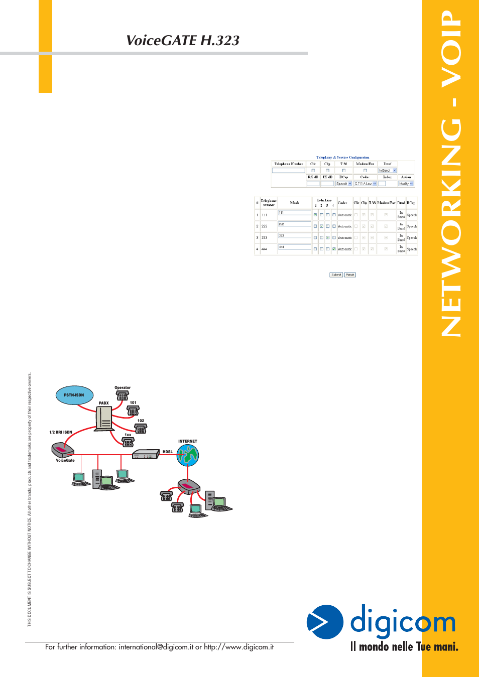 Networking - voip, Voicegate h.323 | Digicom VOICEGATE H.323 User Manual | Page 2 / 4