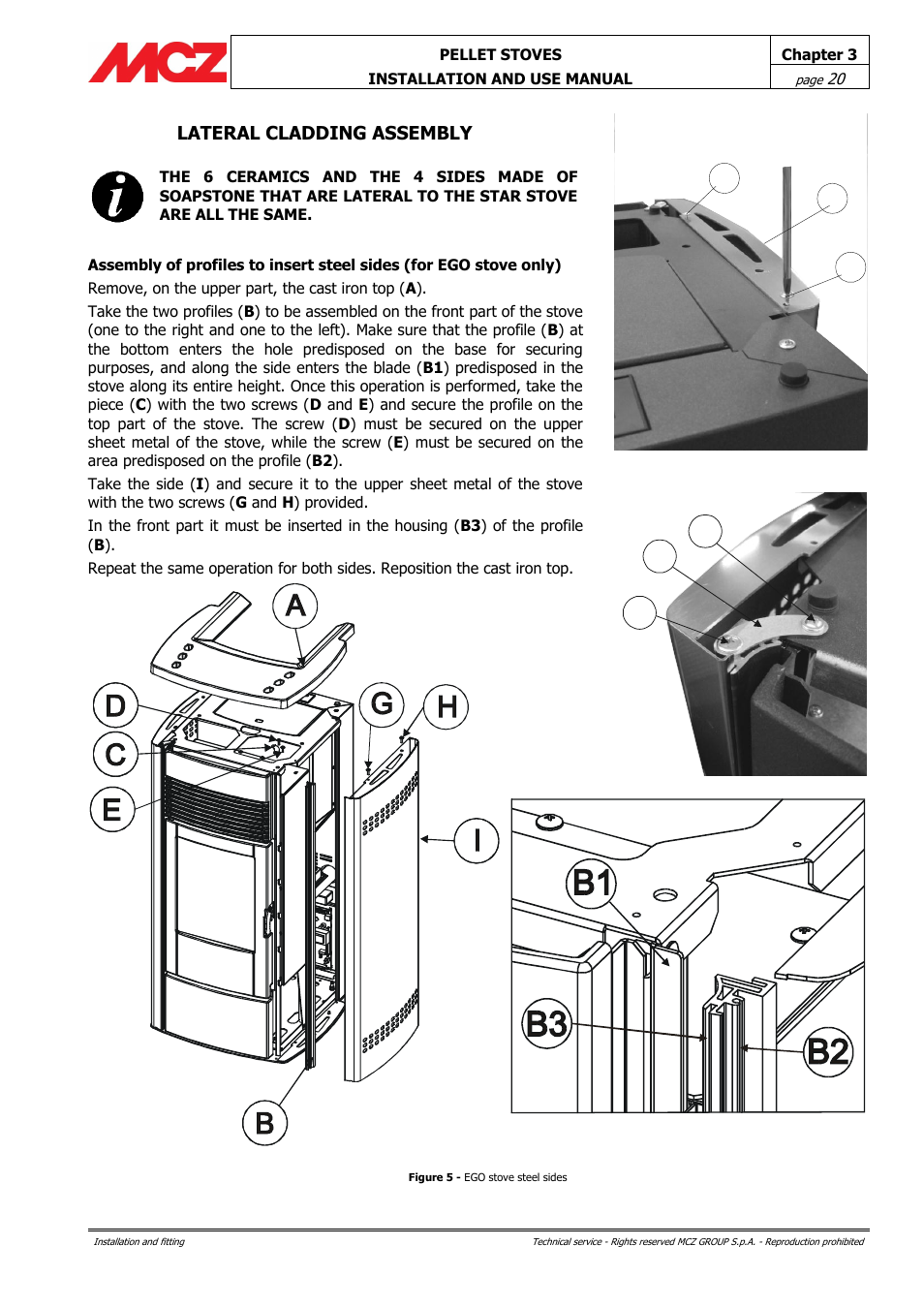 Lateral cladding assembly, Ce d, Hg i | MCZ Ego AIR User Manual | Page 20 / 60