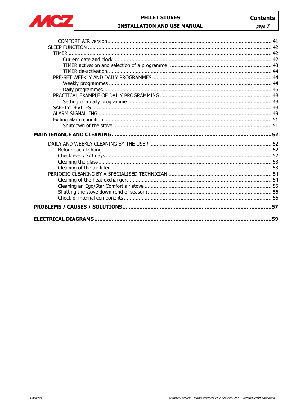 MCZ Ego AIR User Manual | Page 3 / 60