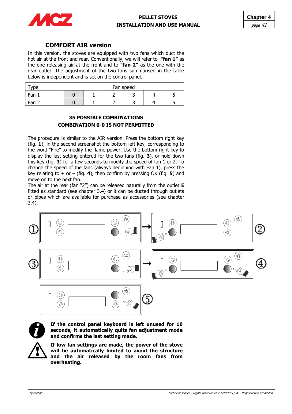 Comfort air version | MCZ Ego AIR User Manual | Page 41 / 60