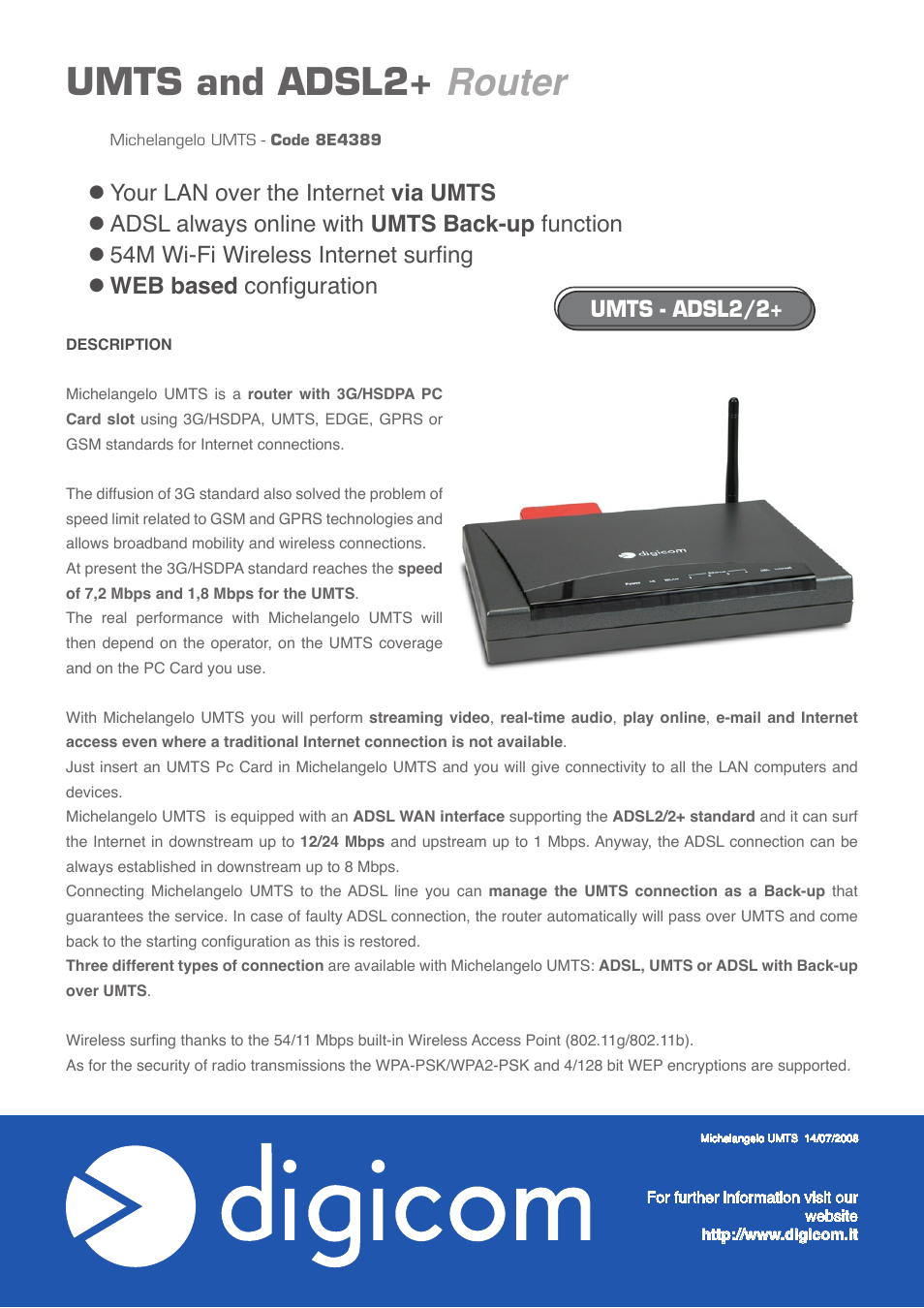 Digicom 8E4389 User Manual | 2 pages