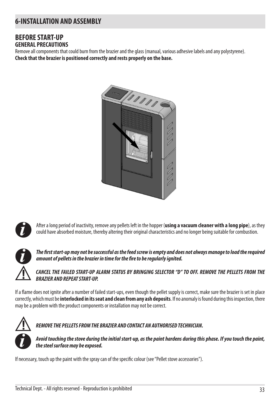 Installation and assembly, Before start-up | MCZ Flair User Manual | Page 35 / 60