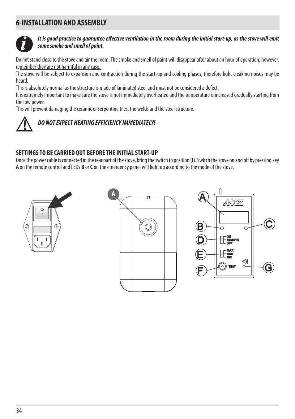 Installation and assembly | MCZ Flair User Manual | Page 36 / 60