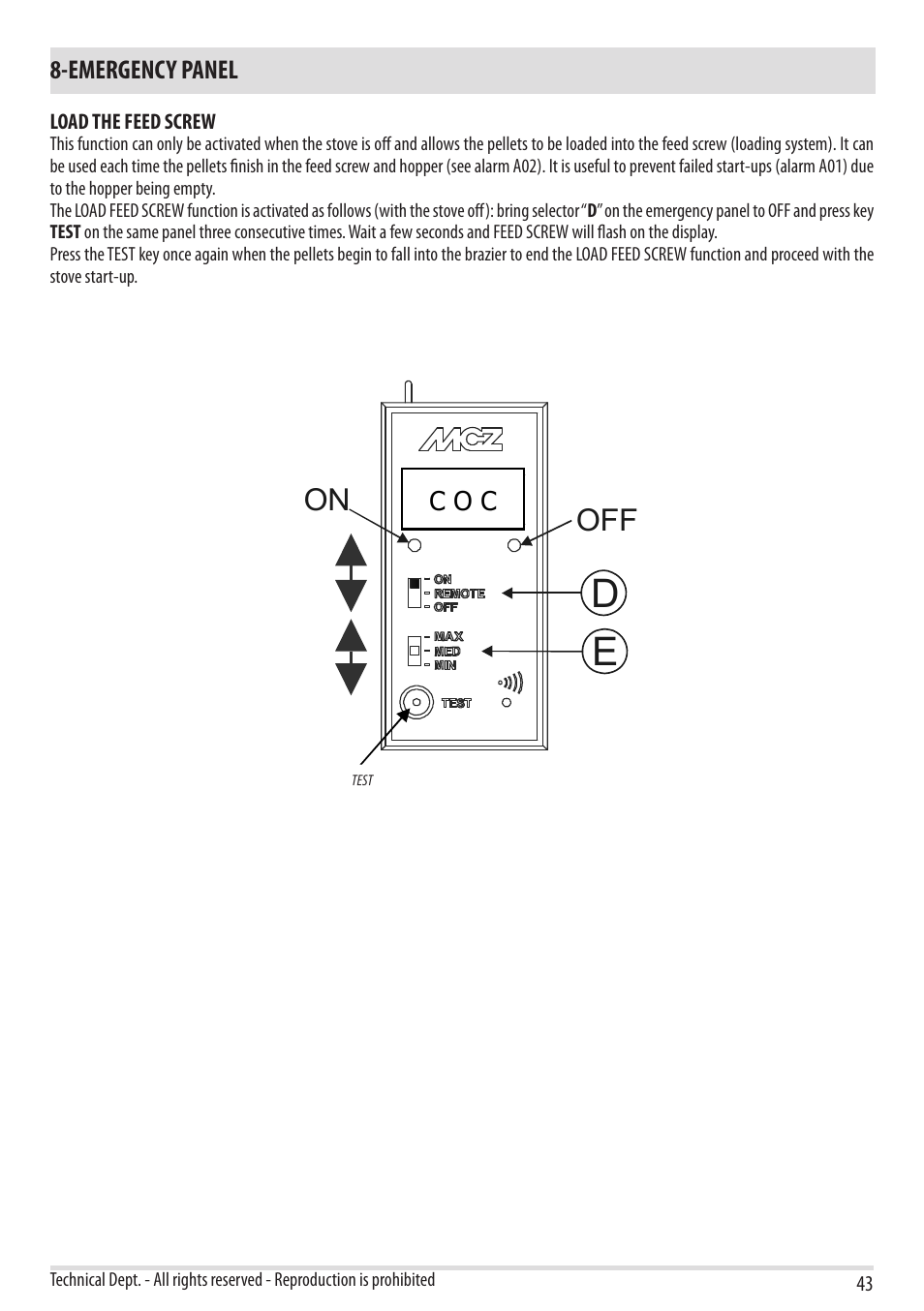 On off | MCZ Flair User Manual | Page 45 / 60