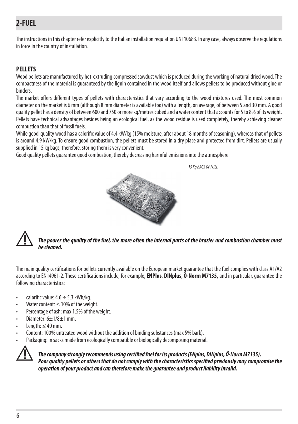 Fuel | MCZ Flair User Manual | Page 8 / 60