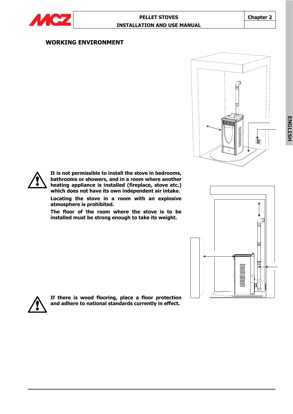 Working environment | MCZ Omega '05 User Manual | Page 13 / 62