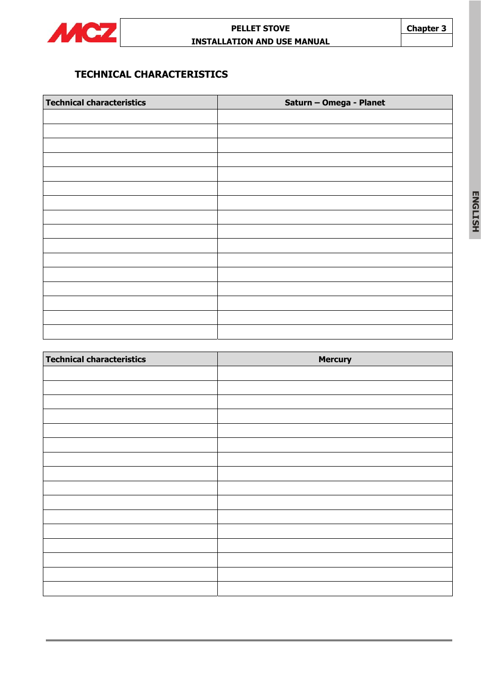 MCZ Omega '05 User Manual | Page 22 / 62