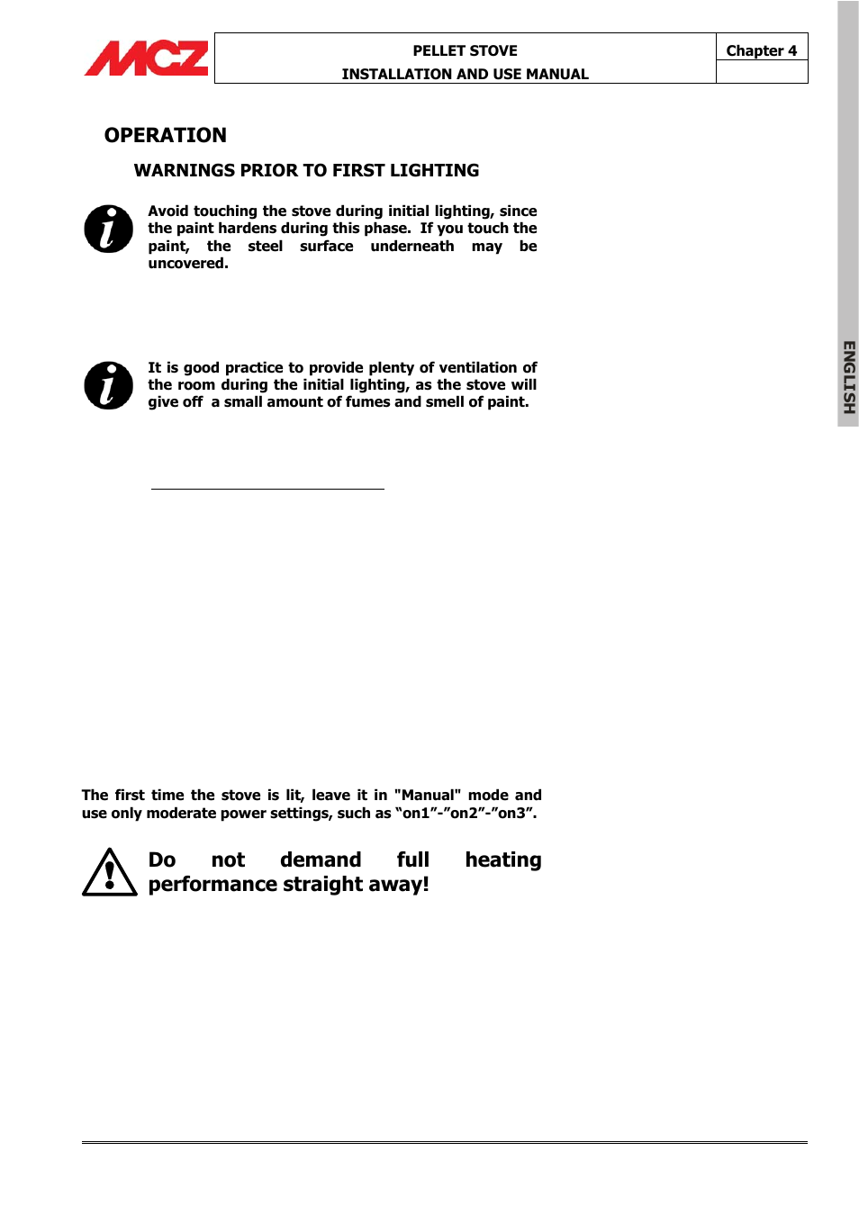 Operation | MCZ Omega '05 User Manual | Page 25 / 62