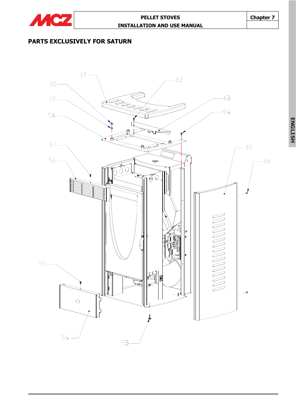 Parts exclusively for saturn | MCZ Omega '05 User Manual | Page 54 / 62
