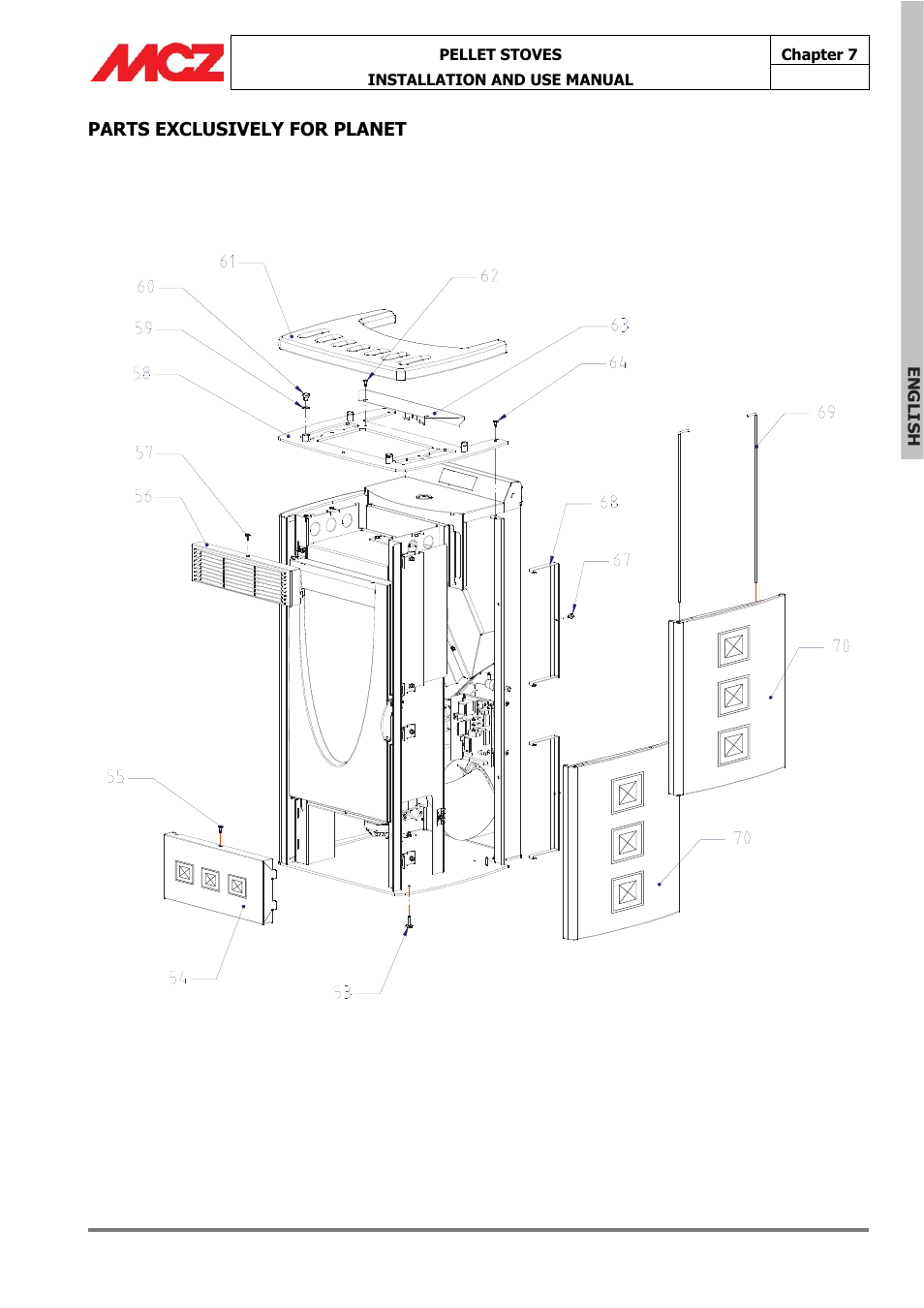 Parts exclusively for planet | MCZ Omega '05 User Manual | Page 56 / 62