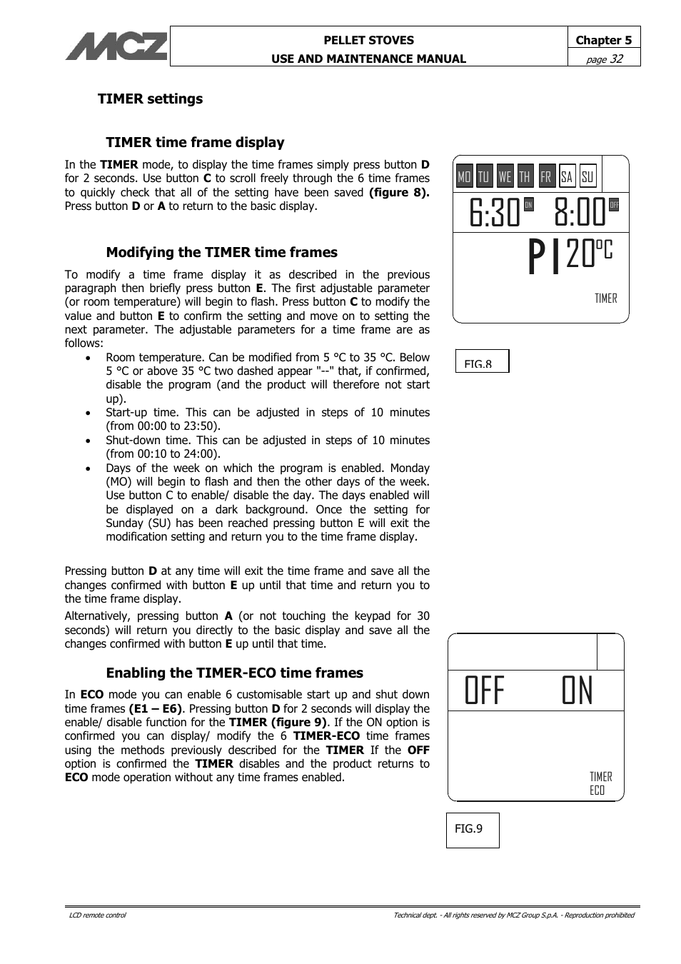 Off on | MCZ Philo User Manual | Page 32 / 46