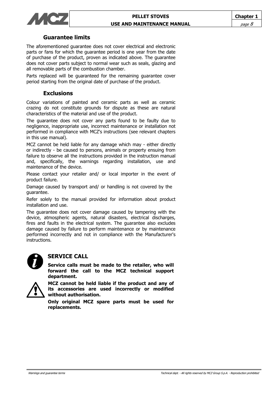 MCZ Philo User Manual | Page 8 / 46