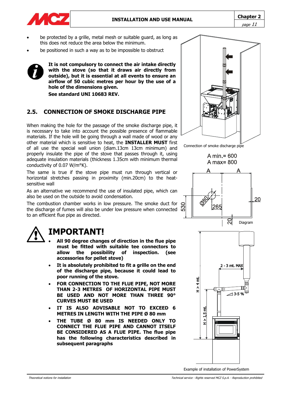 Important | MCZ PowerBox COMPACT User Manual | Page 11 / 56