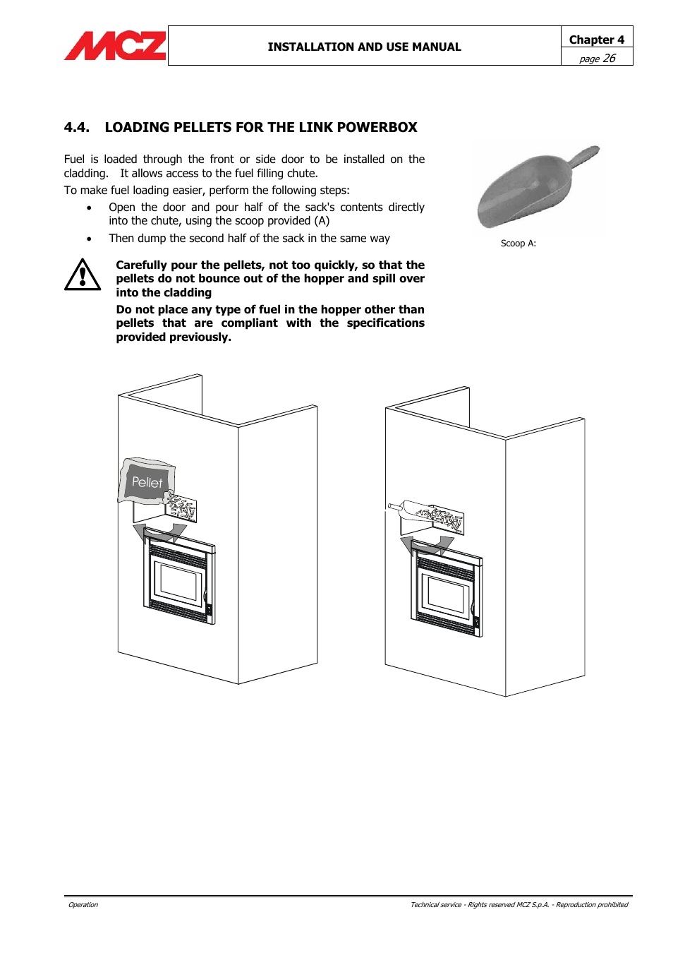 Loading pellets for the link powerbox | MCZ PowerBox COMPACT User Manual | Page 26 / 56